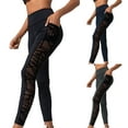 thumbnail image 1 of CFLVAEK Womens Yoga Pants with Pockets Stretch Mesh Patchwork Leggings Comfy Tummy Control Workout Leggings Pants Butt Lift Running Gym Fitness Leggings Black M, 1 of 10