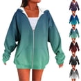 thumbnail image 1 of CFLVAEK Womens Zip Up Hoodie Fall Fashion Gradient Graphic Hoodies Jacket Loose Fitting Long Sleeve Hooded Sweatshirts with Pockets Black XXL, 1 of 4