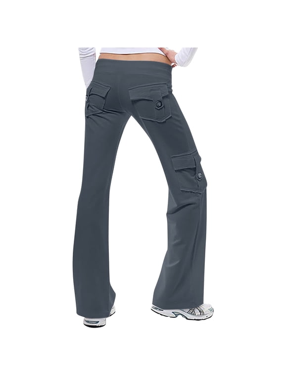 Work Cargo Pants Women with Multi Pockets Curvy Wide Leg Sweatpant Dressy Solid Color Drawstring Hiking Trousers Casual Full Length Lounge Gym Pants