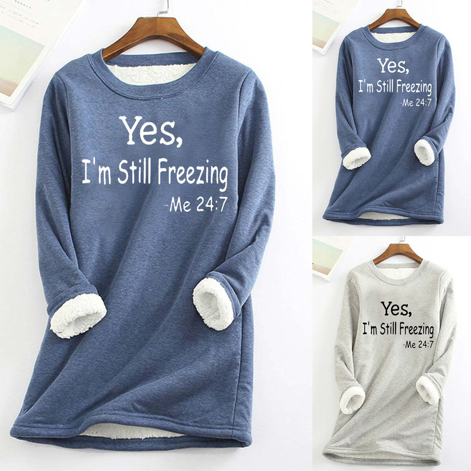 Sí, I'm Still Freezing Me 24:7 Sudaderas Con Capucha Para Mujer, Suéteres Con Forro De Sherpa Para Invierno, Cálido Y Grueso, Sudadera De Forro Polar Grueso, #01 Negro