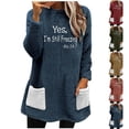 thumbnail image 1 of CFLVAEK Yes,I'm Still Freezing Sweatshirts for Women Casual Sherpa Lined Pullover Tops Plus Size Round Neck Warm Sweatshirt Solid Color Fuzzy Fleece Winter Undershirts with Pockets, 1 of 6