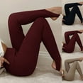 thumbnail image 1 of CFLVAEK Yoga Leggings for Women Fashion Stirrup Workout Pants Casual High Waisted Gym Fitness Pants Solid Color Knit Stripped Leggings Wine S, 1 of 7