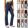 thumbnail image 1 of CFLVAEK Yoga Pants for Women with Pockets Casual Wide Leg Leggings Comfort Stretch High Waisted Workout Pant Khaki XL, 1 of 9