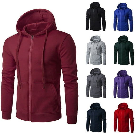CFLVAEK Zip Up Hoodie Men Big and Tall Outdoor Workout Hoodies Casual Long Sleeve Sweatshirts with Hood Fall Drawstring Hooded Sweatshirt with Pockets Black XL