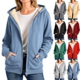 thumbnail image 1 of CFLVAEK Zip Up Hoodie for Women Fall Winter Fleece Lined Hoodies Jacket Thermal Long Sleeve Hooded Sweatshirts with Pockets Beige S, 1 of 9