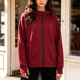 thumbnail image 1 of CFLVAEK Zip Up Hoodies for Women with Zipper Pockets Plus Size Raglan Long Sleeve Hooded Sweatshirts Trendy Fall Winter Hoodie Wine XXL, 1 of 6