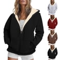 thumbnail image 1 of CFLVAEK Zipper Hoodies for Women Plus Size Fleece Lined Hoodie Jackets Thermal Winter Hooded Sweatshirts Solid Color Long Sleeve Sweatshirt with Pocket Black XXXXL, 1 of 8