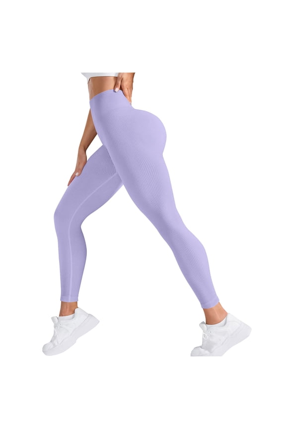 Butt Lifting Leggings for Women Tummy Control Seamless Leggings Booty High Waisted Workout Fitness Yoga Pants Purple S