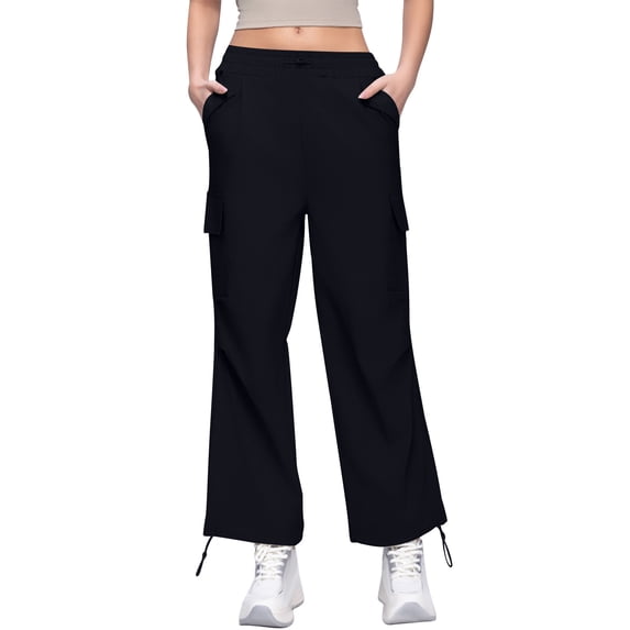 CFMDUC Cargo Pants for Womens Drawstring Elastic Waist Wide Leg Sweatpants Casual Loose Baggy Trousers with Pockets