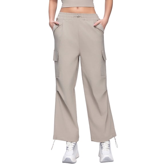 CFMDUC Cargo Pants for Womens Drawstring Elastic Waist Wide Leg Sweatpants Casual Loose Baggy Trousers with Pockets