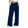 thumbnail image 1 of CFMDUC Sweatpants for Women Baggy Elastic High Waisted Wide Leg Track Pants Casual Athletic Gym Workout Trousers with Pockets Navy Blue S, 1 of 8