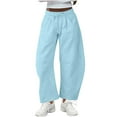thumbnail image 1 of CFMDUC Women's Barrel Leg Sweatpant Drawstring Elastic Waisted Wide Leg Lounge Pants Baggy Casual Cotton Sweatpants Trousers with Pockets Blue M, 1 of 9