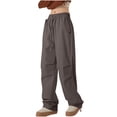 thumbnail image 1 of CFMDUC Womens Y2K Cargo Pants Quick Dry Drawstring Elastic Waist Sweatpants Lightweight Hiking Track Trousers Streetwear with Pocket, 1 of 6