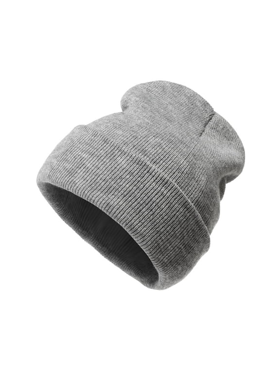 Beanie Men Slouchy Knit Skull Cap Warm Stocking Hats Guys Women Striped Winter Beanie Hat Cuffed Hat Gray