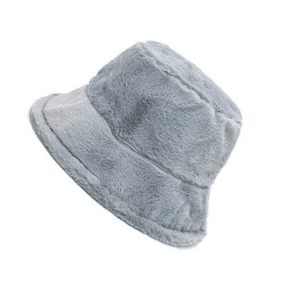 CFMIURAN Furry Hat, Women's Winter Thermal Bucket Hat - Windproof Solid Color Fisherman Hat for Cold Weather, Warm Lined Outdoor Travel Cap for Women and Girls