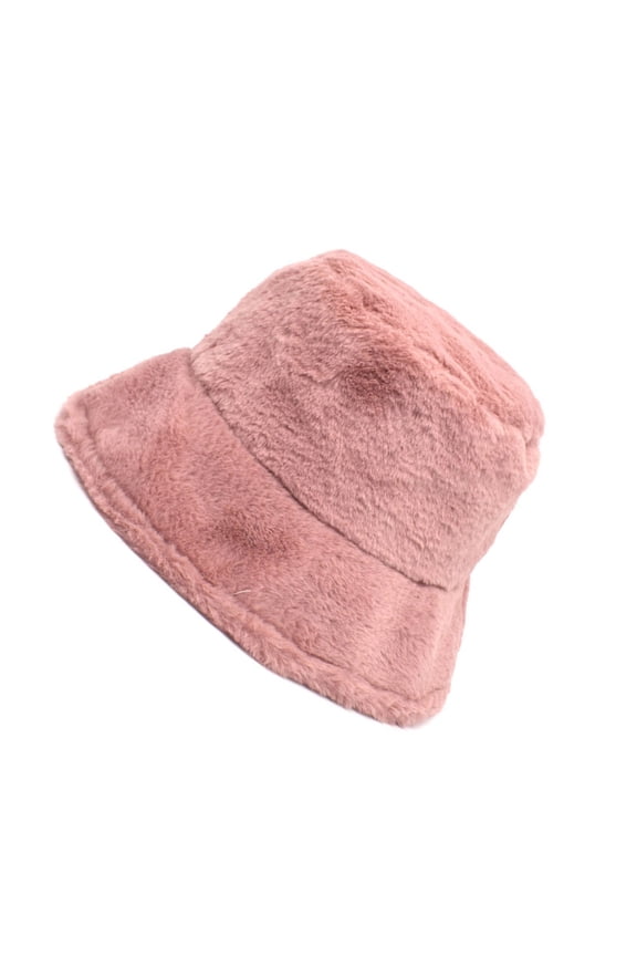 Furry Hat, Women's Winter Thermal Bucket Hat - Windproof Solid Color Fisherman Hat for Cold Weather, Warm Lined Outdoor Travel Cap for Women and Girls