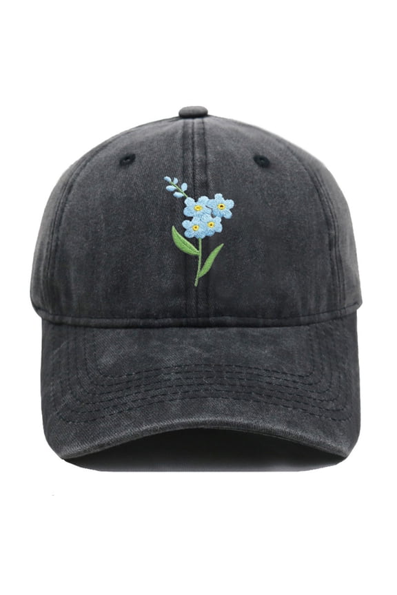 Hat for Women, Hand Embroidered Flower Design Baseball Cap