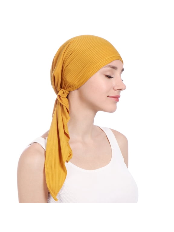 Head Wrap, Women India Beading Muslim Stretch Turban Hat Cotton Hair Tail Head Scarf Wrap