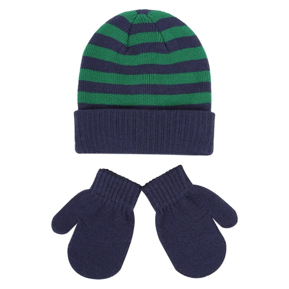 CFMIURAN Kids Winter Hat, Warm 2-Piece Accessory for Boys Girls, Soft Thermal Beanie Cap with Matching Mittens for Riding Cold Weather Outdoor Daily Wear