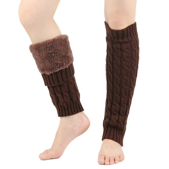 CFMIURAN Knit Winter Leg Warmers for Women Extra Long Warm Winter Socks for Women Dance Yoga 80s Accessories Brown