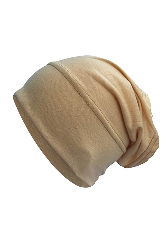 Muslim Headwear, Women's Solid Cotton Pullover Cap - Soft Sleeping Hat for Chemotherapy, Breathable Under Hijab Muslim Hat for Daily Comfort, Stretchy Bottom Headwear for Women