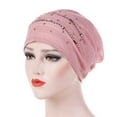 thumbnail image 1 of CFMIURAN Turban Cap Chemo Head Wraps, Soft Ruffle Beanie with Rhinestone Accent, Elegant Headwrap for Daily Wear, 1 of 5