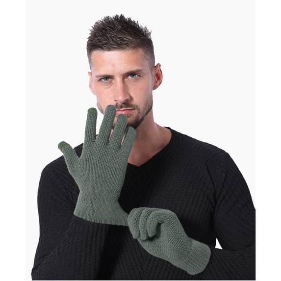 CFMIURAN Unisex Fall Winter Thickened Knitted Gloves Warm Soft Elastic Touch Screen Texting Gloves for Outdoor Cold Weather