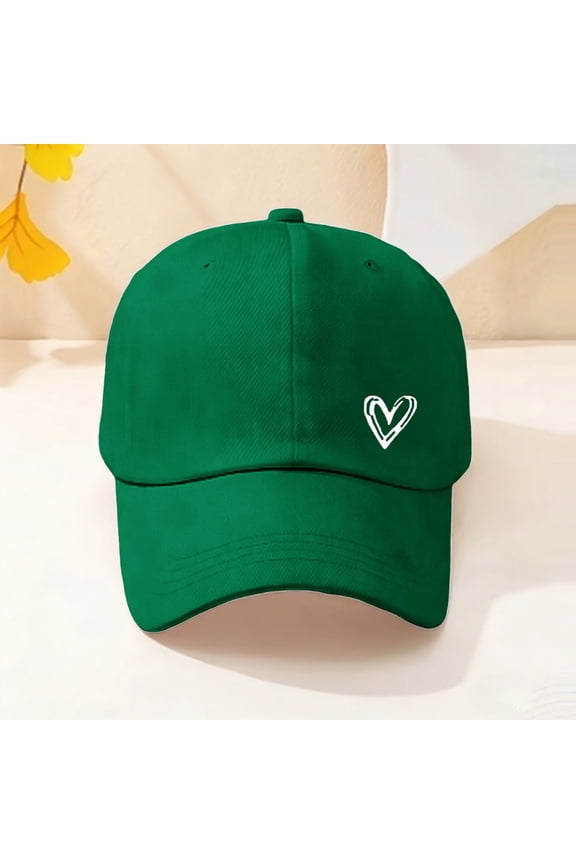 Visor Hat, Women's Heart Embroidered Baseball Cap - Distressed Adjustable Dad Hat, Soft Unisex Cotton Cap for Ladies Daily Outdoor Wear, Trendy Profile Low Profile Style