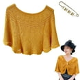 thumbnail image 1 of CFMIURAN Women Sheer Knit Poncho Sun Protection Hollow Out Pullover Shawl 2-in-1 Scarf Shoulder Cape With Brooch, 1 of 9