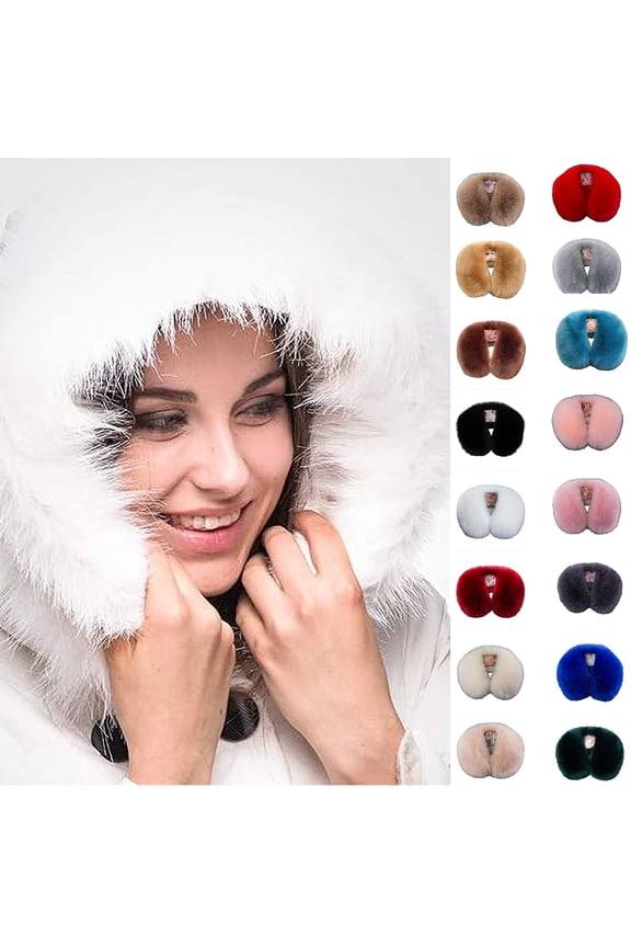 Women's Detachable Faux Fur Collar Wrap Soft Fluffy Solid Color Neck Warmer Hood Trim for Coat Jacket Sweater