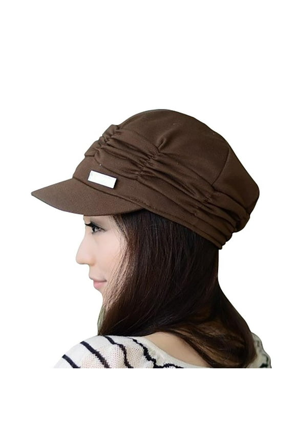 Women's Fashion Beret Cap with Visor Brim, Soft Breathable Beret for Winter and Autumn Ladies Accessories