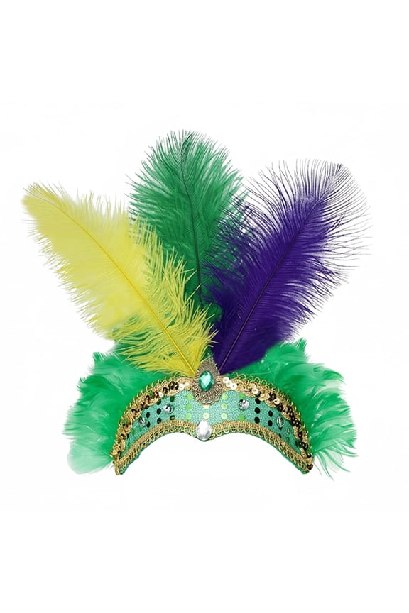 Women's Headband, Colorful Plume Hair Hoop for Party Performance, Christmas Holiday Accessory, Vintage Festival Headwear for Women and Girls