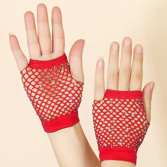CFMIURAN Women's Short Fingerless Fishnet Gloves Stretchy Breathable Mesh for 80s Emo Goth Scene Party Accessories