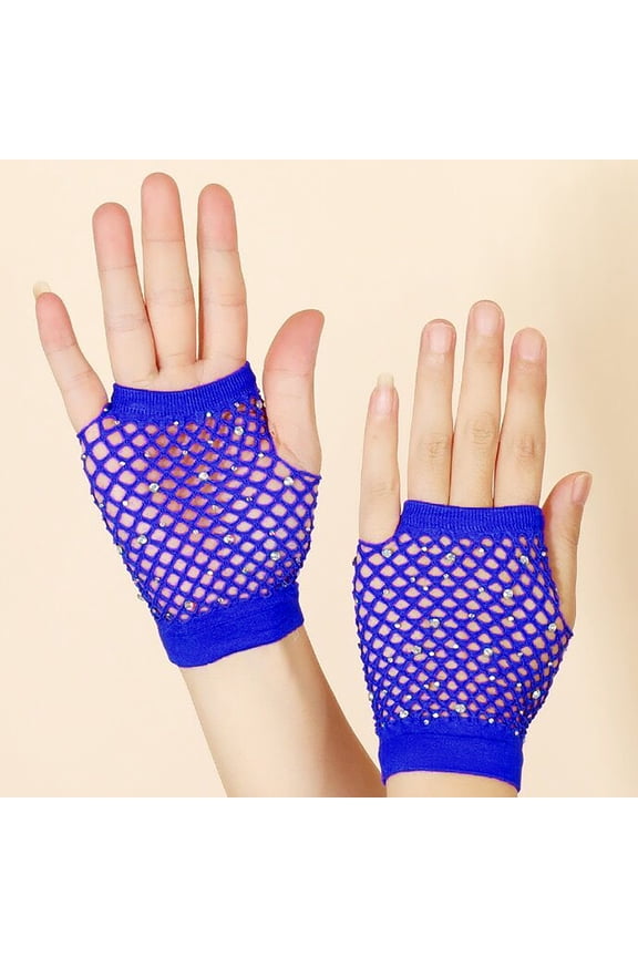 Women's Short Fingerless Fishnet Gloves Stretchy Breathable Mesh for 80s Emo Goth Scene Party Accessories