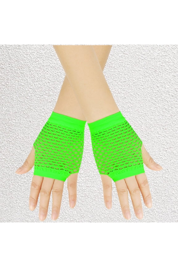 Women's Short Fingerless Fishnet Gloves Stretchy Breathable Mesh for 80s Emo Goth Scene Party Accessories