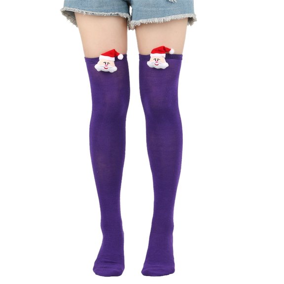 CFMIURAN Women's Winter Fleece Lined Leg Warmers Cable Knit Leg Sleeve Long Footless Socks for Yoga Party Sports Fashion Accessories Purple