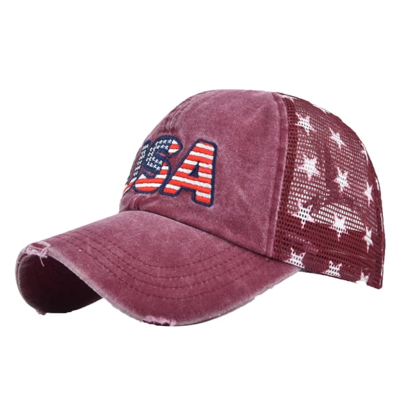 CFMIURAN Womens Beach Sun Hat Adjustable 250 Year American Anniversary Hat, Retro Embroidered Cap for Men Women Gifts Wine Unisex Sun Hats, One Size
