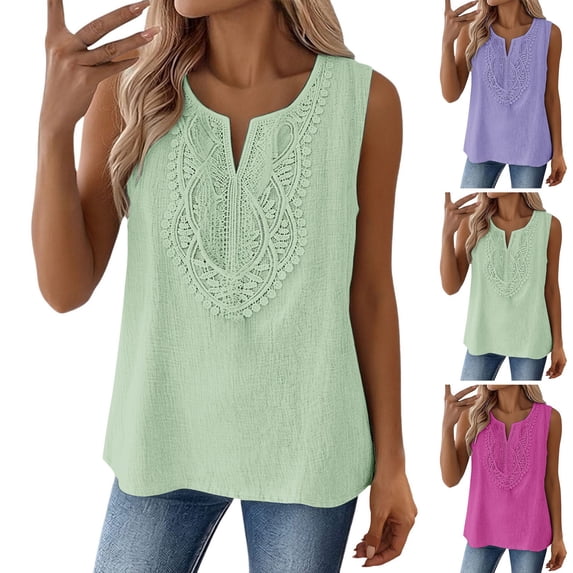 CFMIURAN Womens Tank Tops Crew Neck Sleeveless Tops Dressy Solid Color Casual Going Out Work Travel Clothing, Light Green Tanks & Camis, L