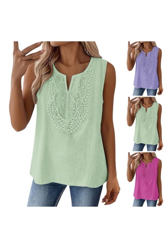 Womens Tank Tops Crew Neck Sleeveless Tops Dressy Solid Color Casual Going Out Work Travel Clothing, Light Green Tanks & Camis, L