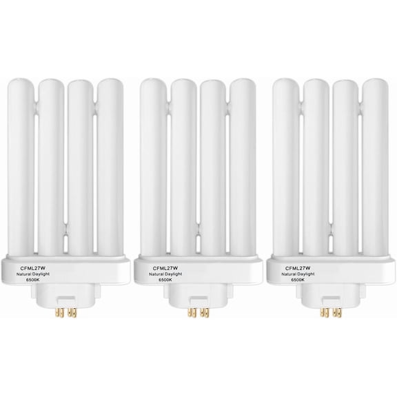CFML27VLX Replacement Bulb for Verilux CFML27VLX 27 Watt Fluorescent Bulb, Natural Daylight,4-Pin GX10Q-4 Base, 6500K Daylight, 3 Pack