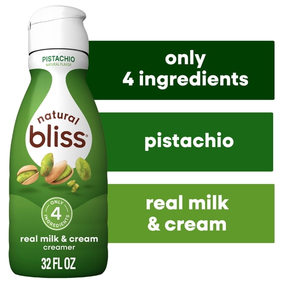 Coffee mate Natural Bliss Pistachio All Natural Liquid Coffee Creamer, 32 fl oz Bottle