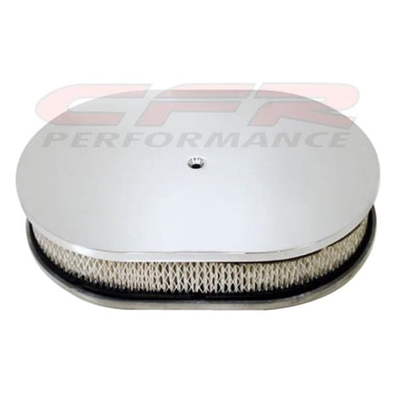 CFR  12 in. Chevy-Ford-Mopar Oval Chrome Aluminum Air Cleaner - Smooth