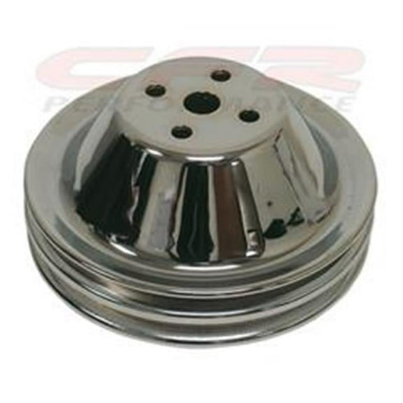 CFR  Chevy Small Block Chrome Steel Water Pump Pulley - Short 2 Groove