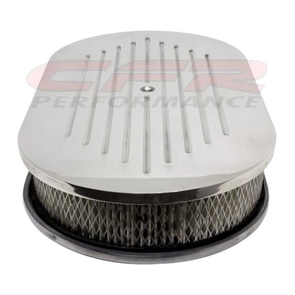 CFR HZ-6021-1-POL 15 in. Chevy-Ford-Mopar Oval Polished Aluminum Air Cleaner - Ball Milled