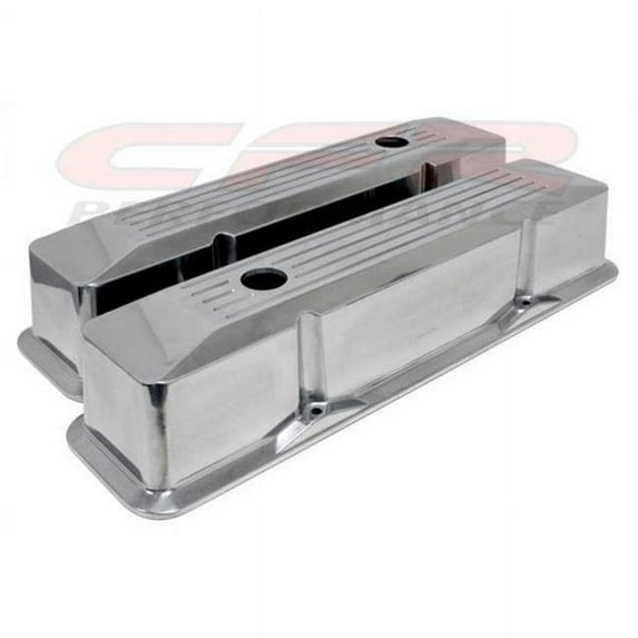 CFR HZ-6033-1-POL 1958-86 Chevy Small Block 283-305-327-350 Tall Polished Aluminum Recessed Valve Covers - Ball Milled