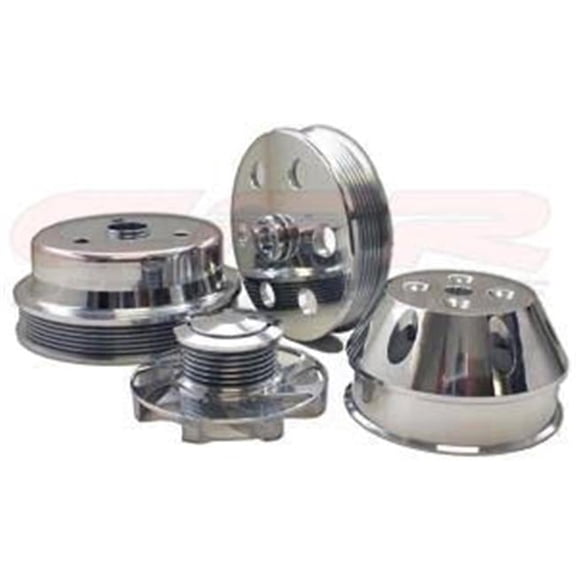 CFR HZ-8700-POL Chevy Small Block Billet Short Water Pump Serpentine Pulley Set - Polished