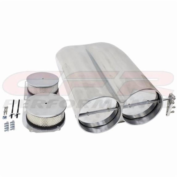 CFR Performance HZ-8006-POL Shotgun Style Aluminum Double Scoop Dual 4 Barrel - Smooth for Chevy, Ford & Mopar