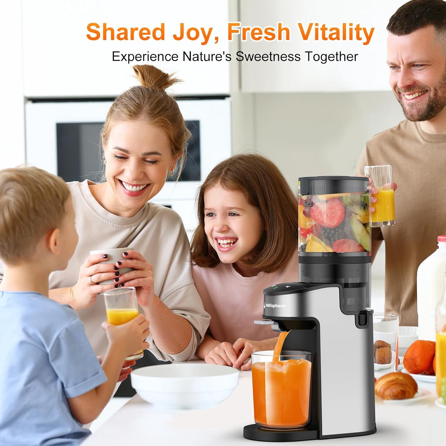 CFR637 Cold Press Juicer , 400W Slow Masticating Juicer with Wide Feed Chute for Whole Fruits and Vegetables, Easy to Clean Silver