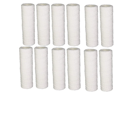 CFS 12 Pack Universal Whole House String Wound Filtration Kit Compatible with WFPFC4002 Models Remove Bad Taste & Odor Whole House Replacement Water Filter Cartridge- White