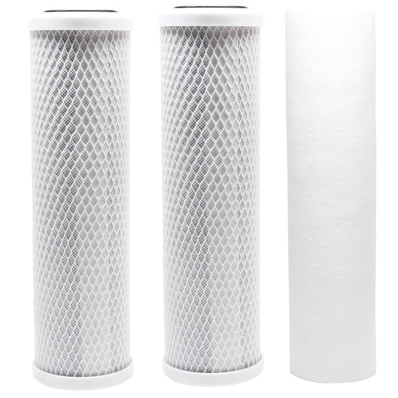 CFS 3 Pack Carbon Block Water Filters Set and Sediment Cartridge Compatible with WP-4V Models Remove Bad Taste & Odor Whole House Replacement Water Filter Cartridge, White